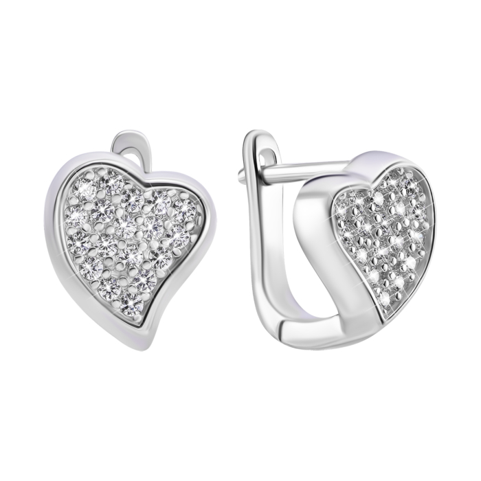 Серебряные серьги Сердце с фианитами. Артикул UG5SZDE16777