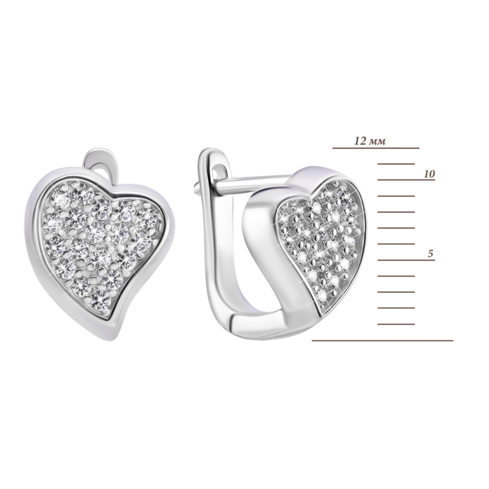 Серебряные серьги Сердце с фианитами. Артикул UG5SZDE16777