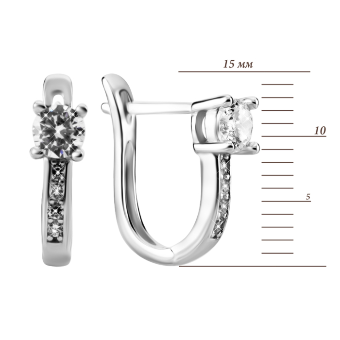 Серебряные серьги с фианитами. Артикул UG5SZDE16997