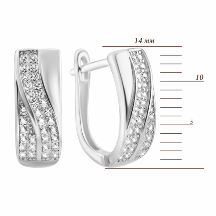 Серебряные серьги с фианитами. Артикул UG5SZDE17033