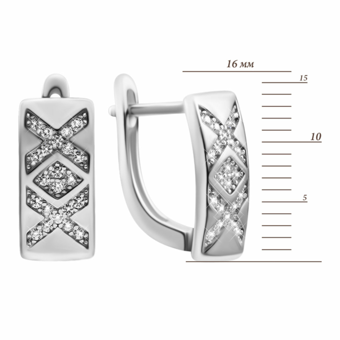 Серебряные серьги с фианитами. Артикул UG5SZDE17047