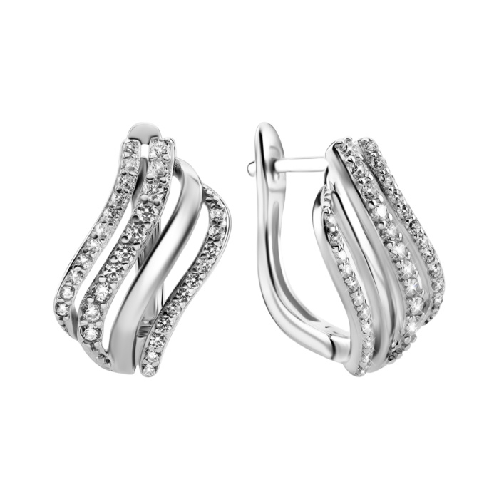 Срібні сережки з фіанітами. Артикул UG5SZDE17048