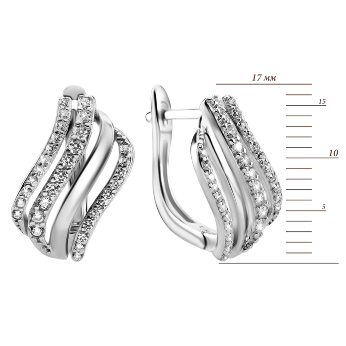 Срібні сережки з фіанітами. Артикул UG5SZDE17048