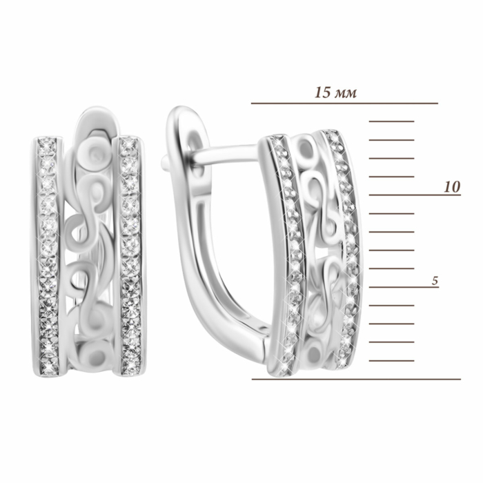 Срібні сережки з фіанітами. Артикул UG5SZDE17049