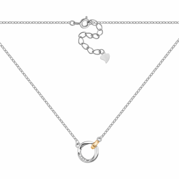 Cрібне кольє з позолотою та фіанітами. Артикул UG5SZDN01560