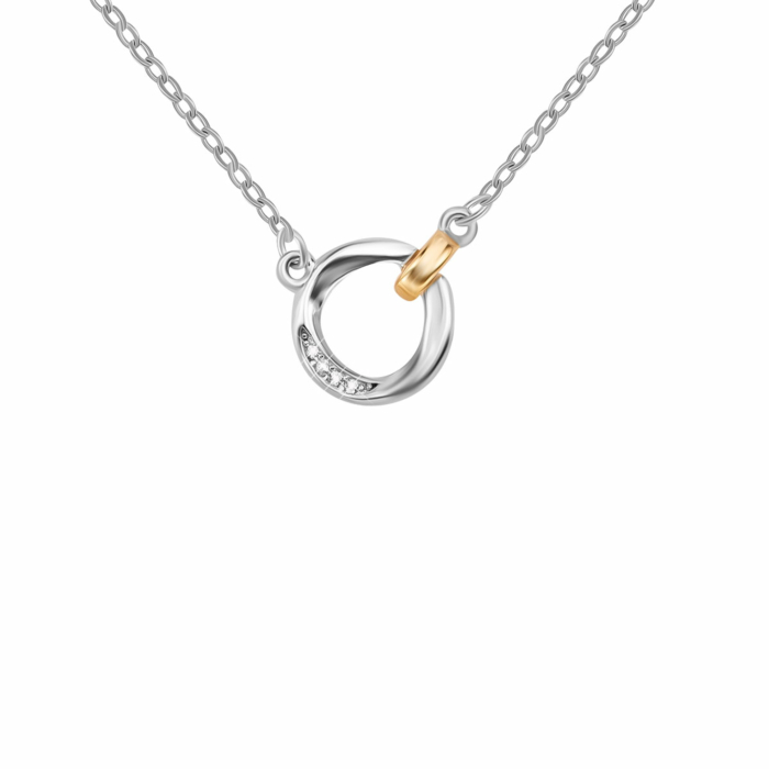 Cрібне кольє з позолотою та фіанітами. Артикул UG5SZDN01560