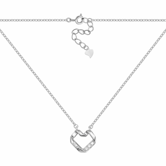 Срібне кольє Серце з фіанітами. Артикул UG5SZDN01561