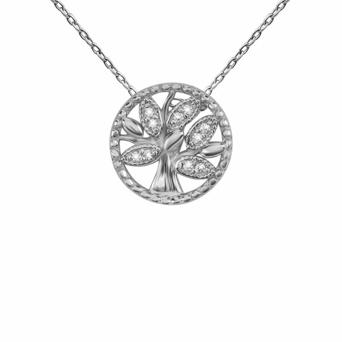 Серебряное колье Дерево с фианитами. Артикул UG5SZDN14258