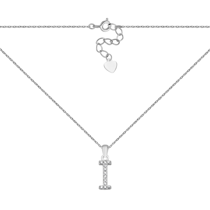 Серебряное колье Буква І с фианитами. Артикул UG5SZDN14333 I