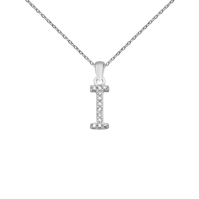 Серебряное колье Буква І с фианитами. Артикул UG5SZDN14333 I