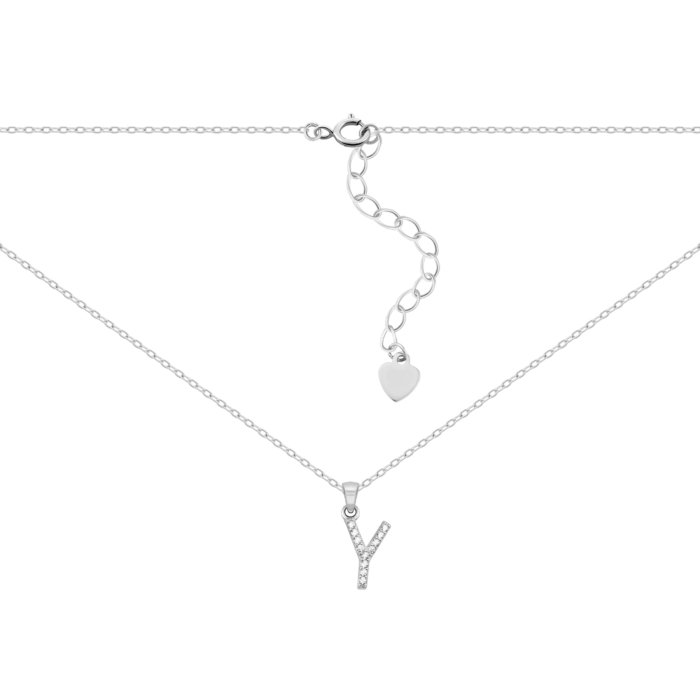 Серебряное колье Буква M с фианитами. Артикул UG5SZDN14333 M