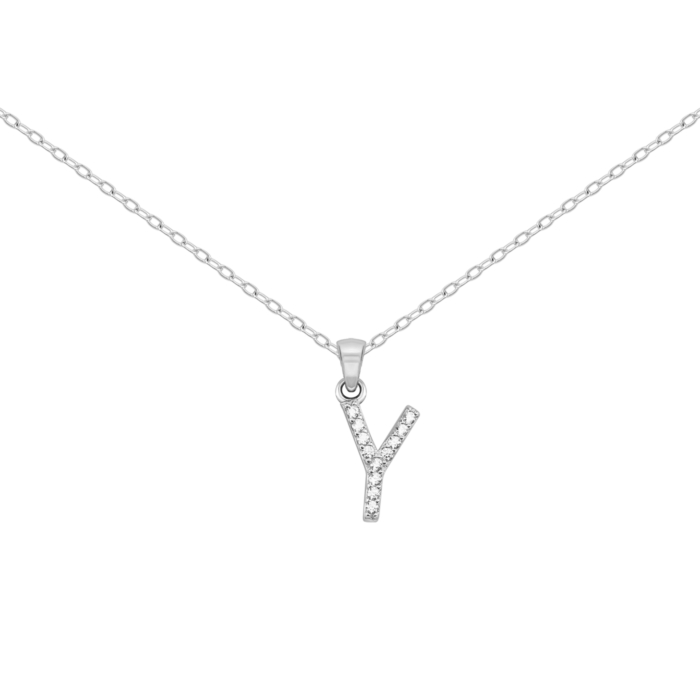 Серебряное колье Буква M с фианитами. Артикул UG5SZDN14333 M