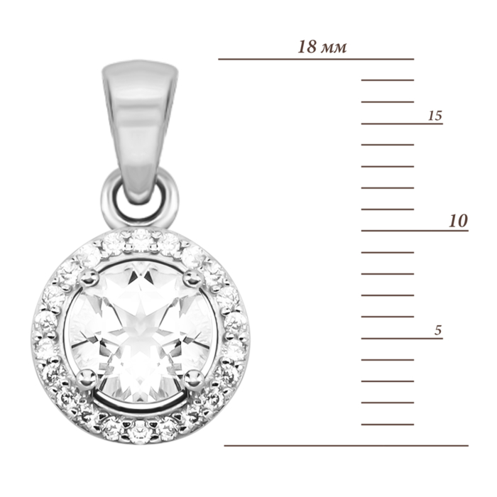 Срібна підвіска з топазом та фіанітами. Артикул UG5SZDP03146 топ б