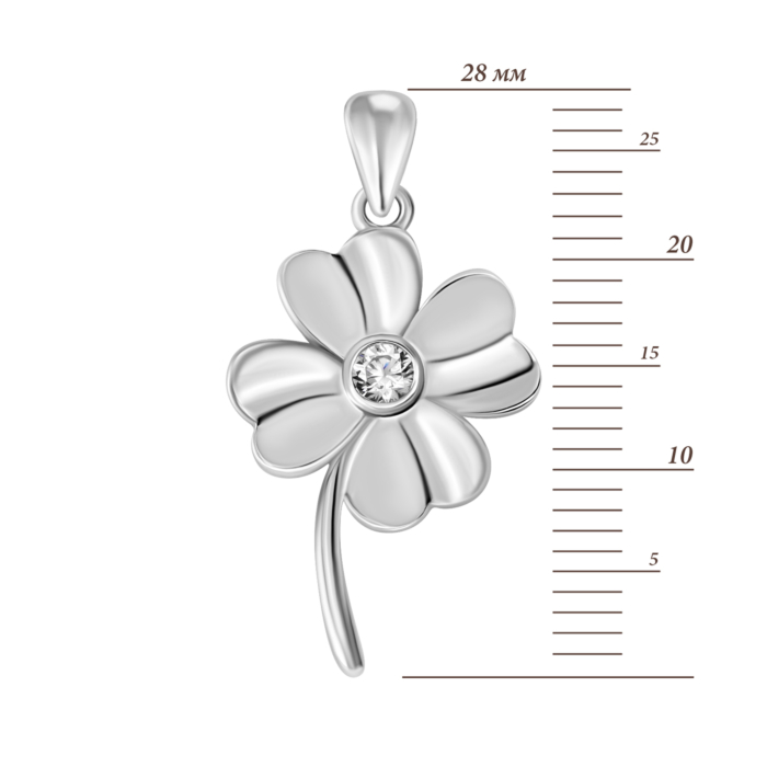 Срібна підвіска Квітка з фіанітом. Артикул UG5SZDP03643