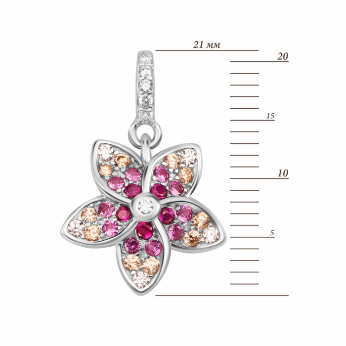 Срібна підвіска Квітка з фіанітами. Артикул UG5SZDP03645