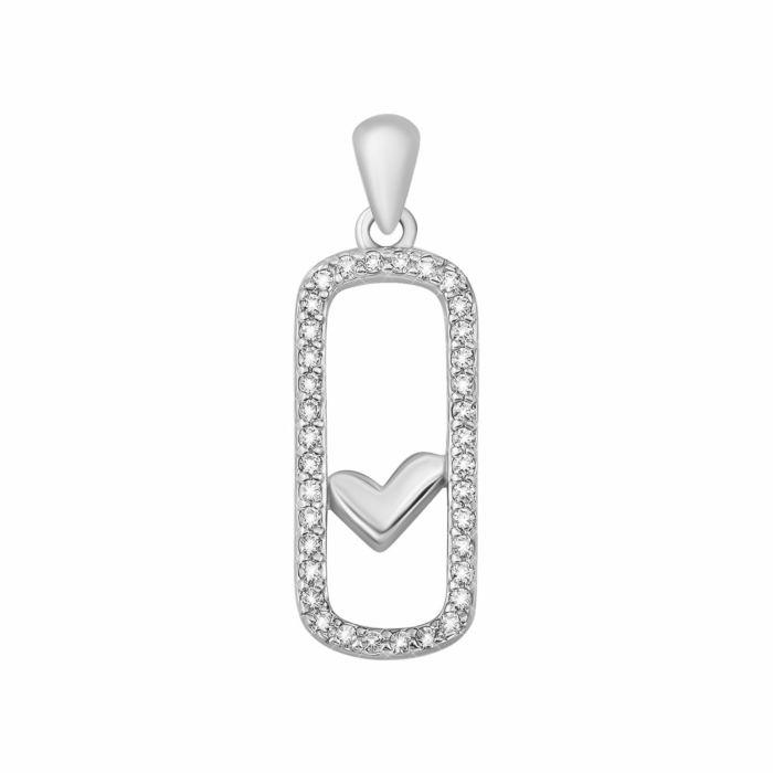 Срібна підвіска Серце з фіанітами. Артикул UG5SZDP03736
