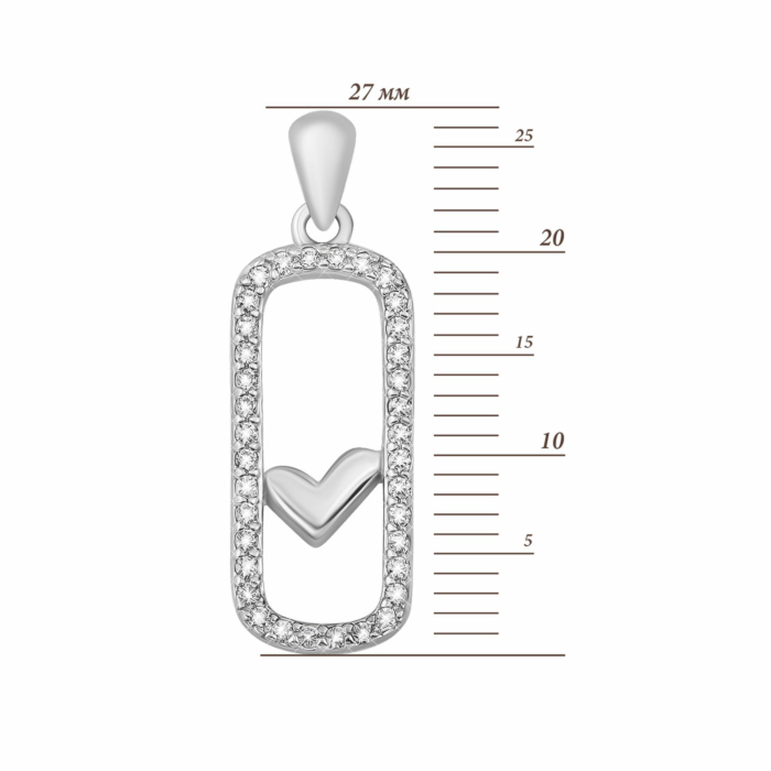 Срібна підвіска Серце з фіанітами. Артикул UG5SZDP03736