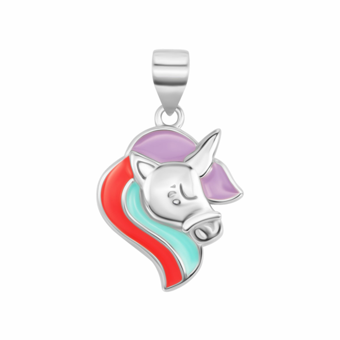 Срібна підвіска Єдиноріг з емаллю. Артикул UG5SZDP03748