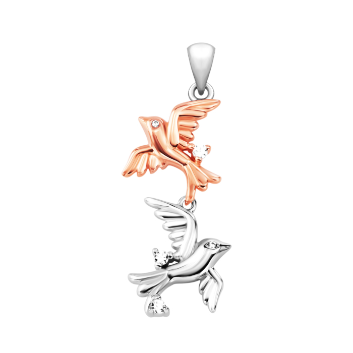 Срібна підвіска Птахи з фіанітами. Артикул UG5SZDP03751