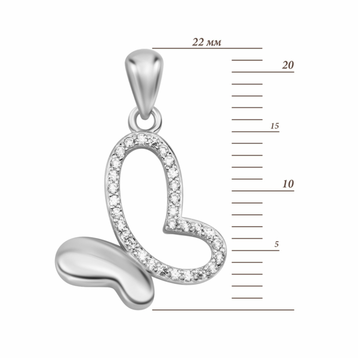 Серебряная подвеска Бабочка с фианитами. Артикул UG5SZDP03777