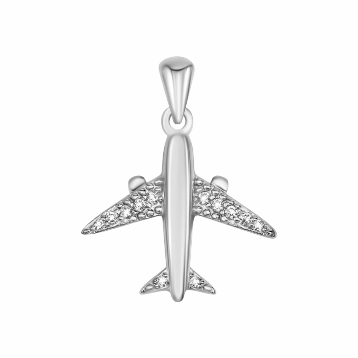 Срібна підвіска Літак з фіанітами. Артикул UG5SZDP03790