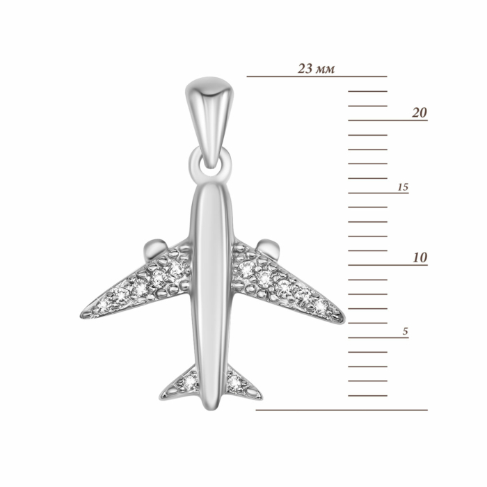 Срібна підвіска Літак з фіанітами. Артикул UG5SZDP03790