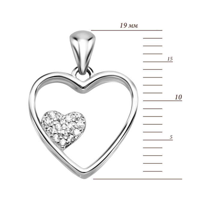 Срібна підвіска Серце з фіанітами. Артикул UG5SZDP03885
