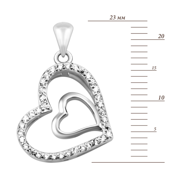 Срібна підвіска Серце з фіанітами. Артикул UG5SZDP03886