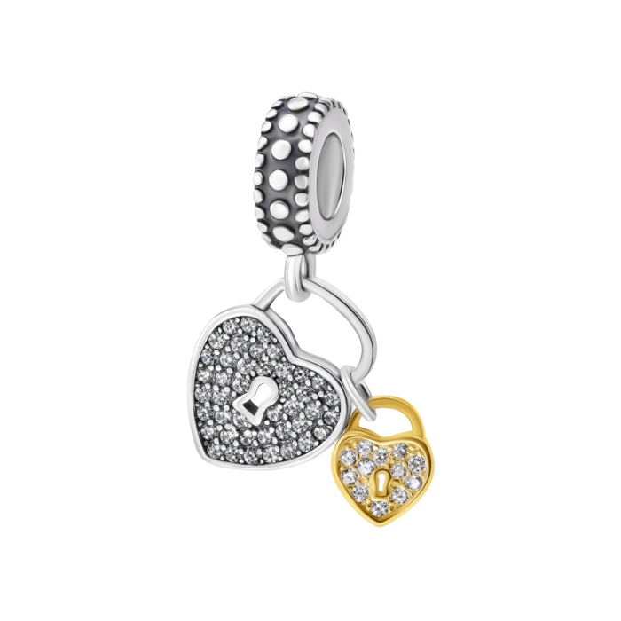 Срібна намистина шарм Замочки з фіанітами. Артикул UG5SZDP04297