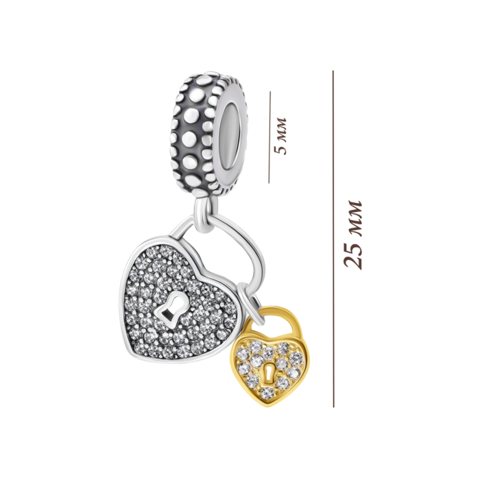 Срібна намистина шарм Замочки з фіанітами. Артикул UG5SZDP04297