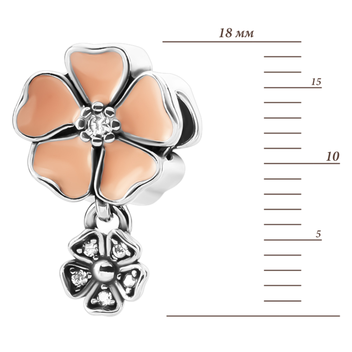 Срібна намистина шарм з емаллю та фіанітами. Артикул UG5SZDP04300