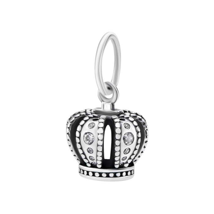 Срібна намистина шарм Корона з фіанітами. Артикул UG5SZDP04807