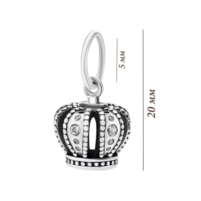 Срібна намистина шарм Корона з фіанітами. Артикул UG5SZDP04807