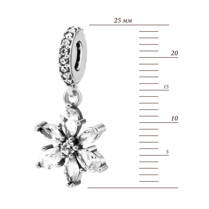 Срібна намистина шарм з фіанітами. Артикул UG5SZDP05066