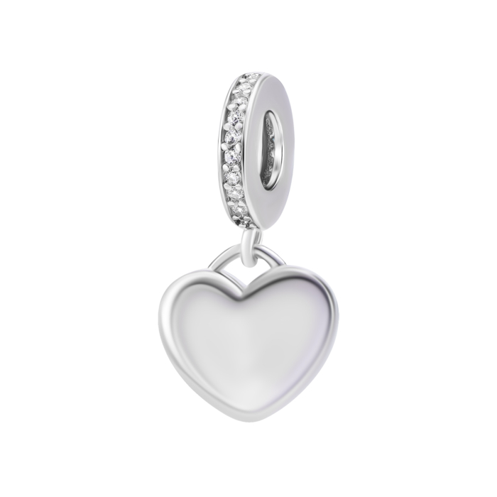 Срібна намистина шарм Серце з фіанітами. Артикул UG5SZDP05079