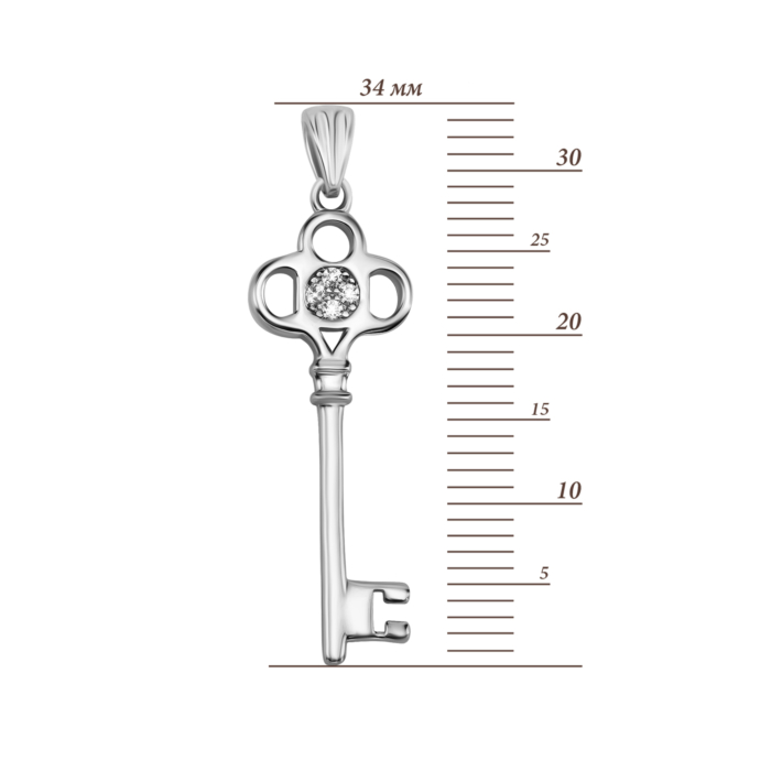 Срібна підвіска Ключик з фіанітами. Артикул UG5SZDP11160