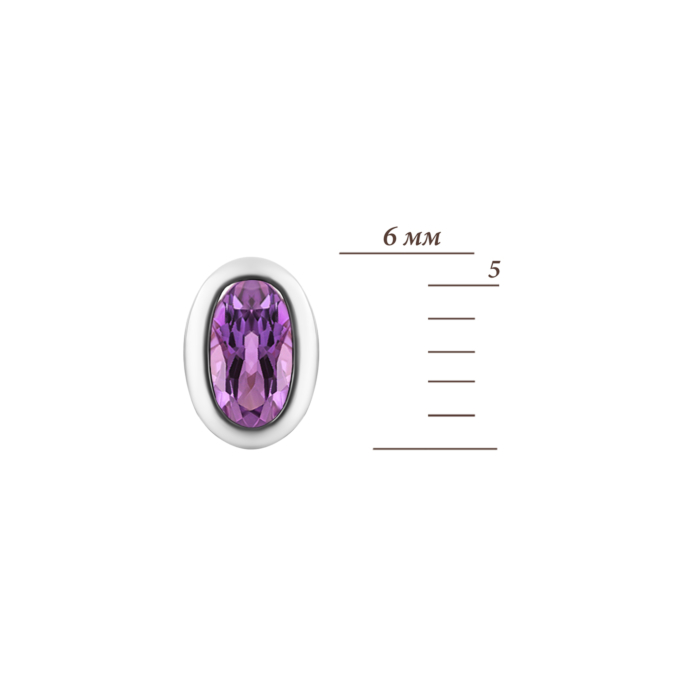 Срібні пусети з аметистом. Артикул UG5SZDR03013 с ам