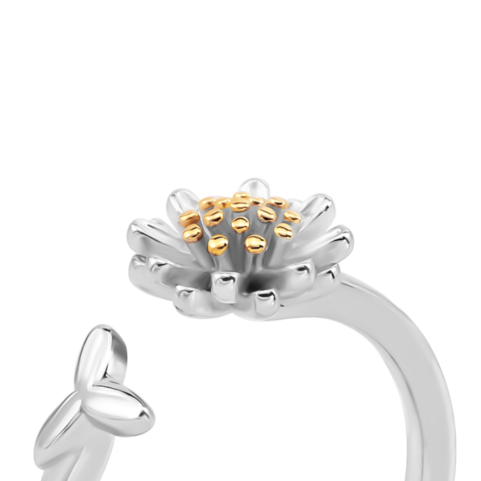 Срібна каблучка Квітка з позолотою. Артикул UG5SZDR10107