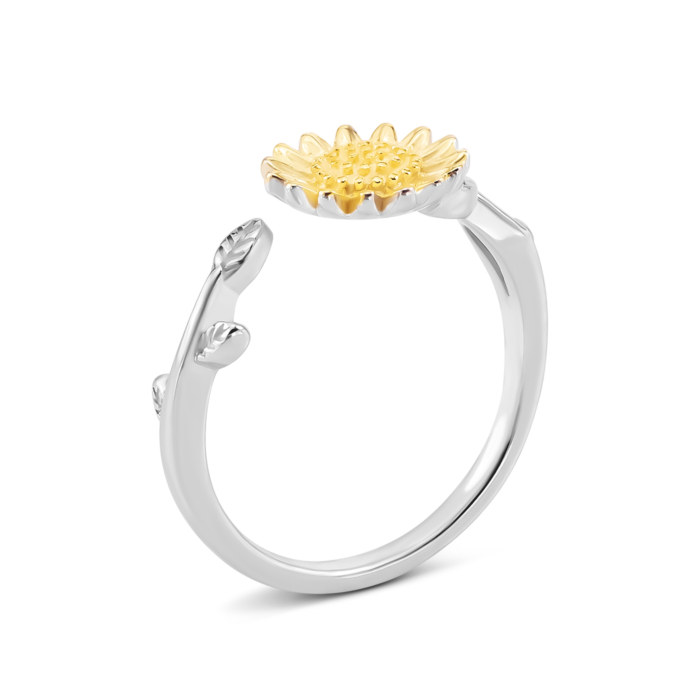 Серебряное кольцо Цветок с позолотой. Артикул UG5SZDR10117