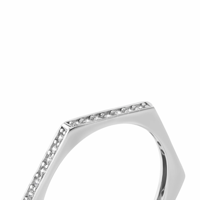 Серебряное кольцо Геометрия с фианитами. Артикул UG5SZDR15601