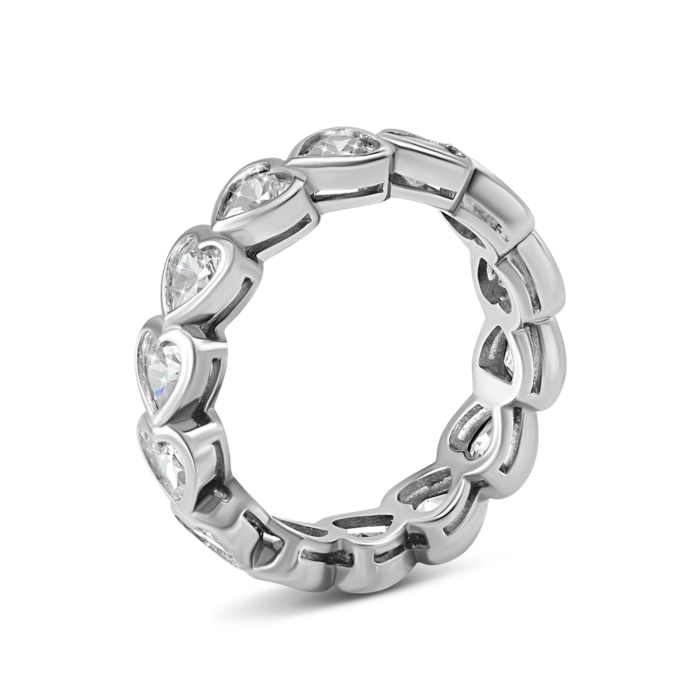 Серебряное кольцо Сердца с фианитами. Артикул UG5SZDR25629