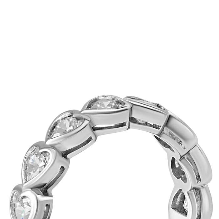 Серебряное кольцо Сердца с фианитами. Артикул UG5SZDR25629