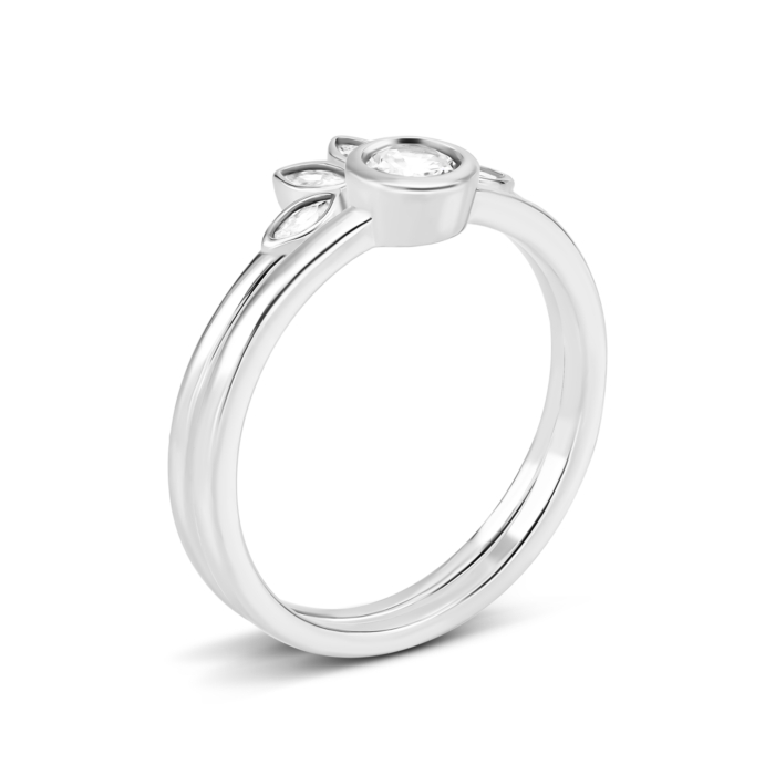 Набірна подвійна срібна каблучка з фіанітами. Артикул UG5SZDR28523