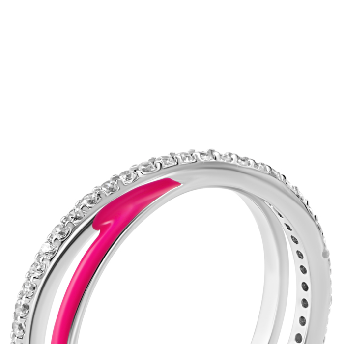 Серебряное кольцо с эмалью и фианитами. Артикул UG5SZDR32806