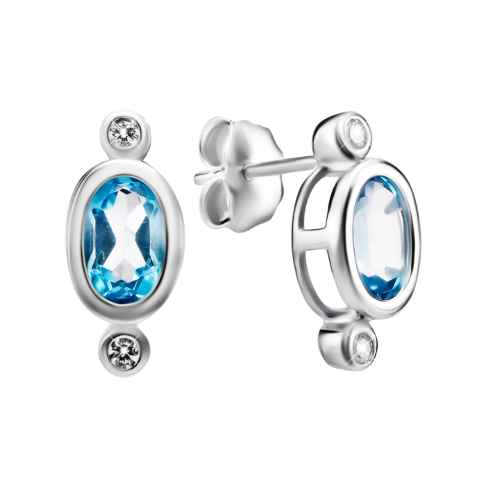 Срібні пусети з топазом та фіанітами. Артикул UG5SZDR92046