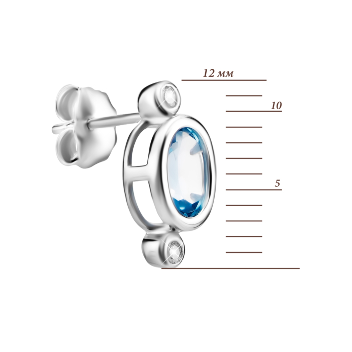 Срібні пусети з топазом та фіанітами. Артикул UG5SZDR92046