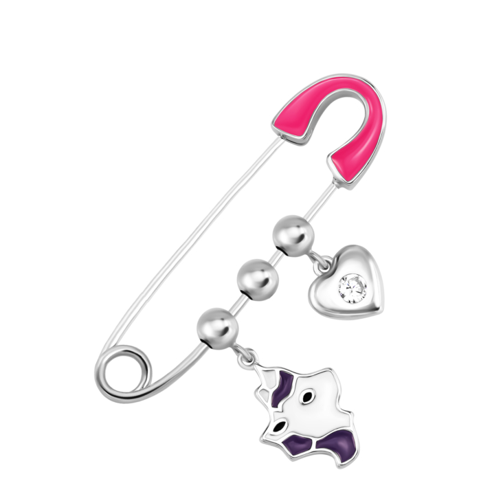 Серебряная булавка с эмалью и фианитом. Артикул UG5SZDX00282