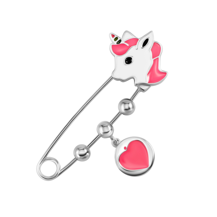 Срібна булавка Єдиноріг з емаллю. Артикул UG5SZDX00284