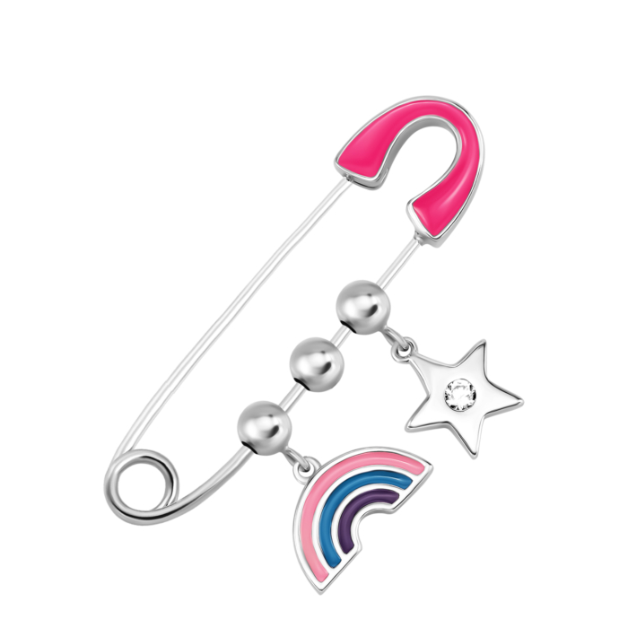 Срібна булавка з емаллю та фіанітом. Артикул UG5SZDX00285