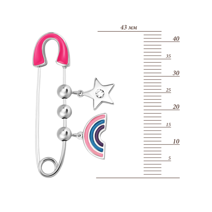 Срібна булавка з емаллю та фіанітом. Артикул UG5SZDX00285